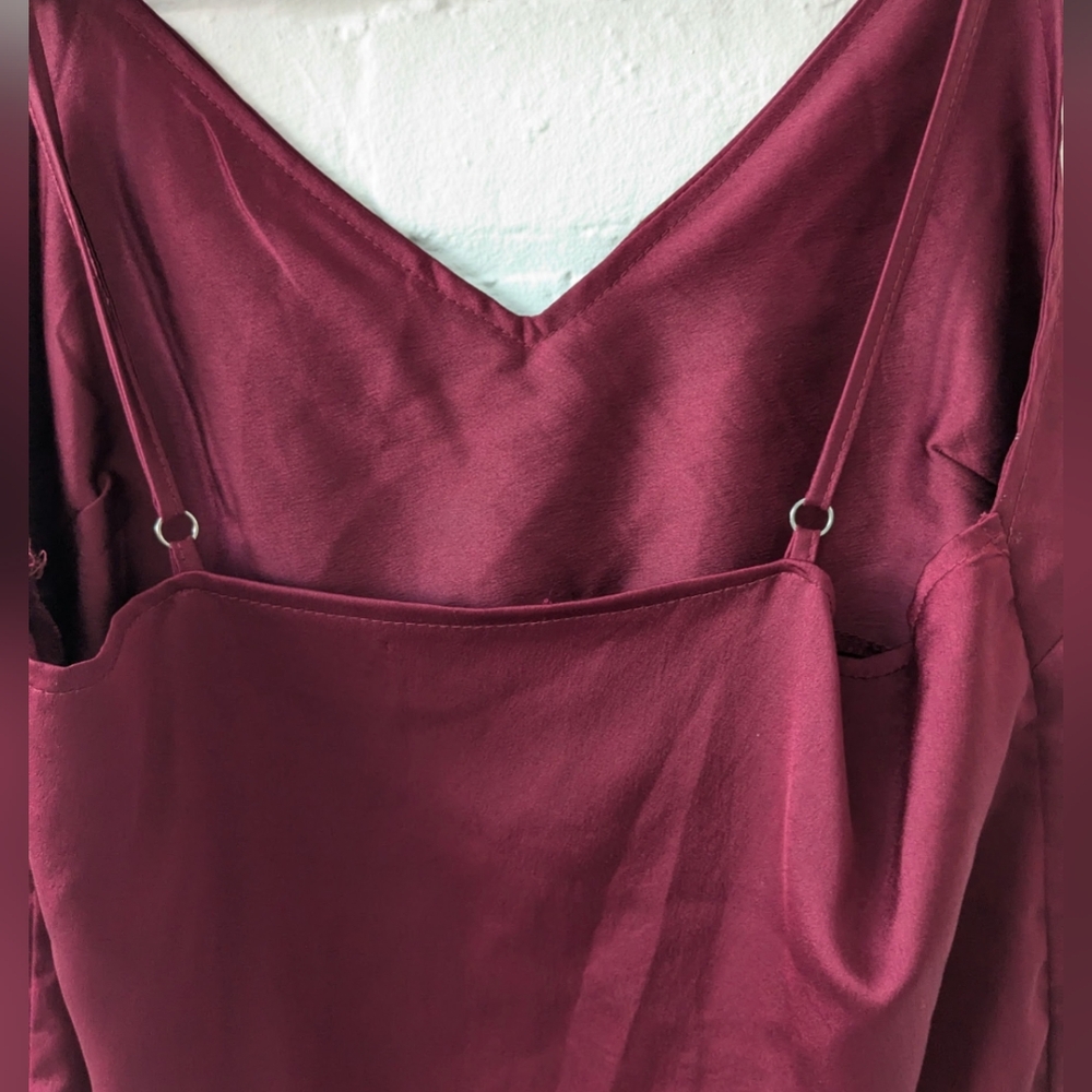 Elegant Burgundy Satin Slip Dress